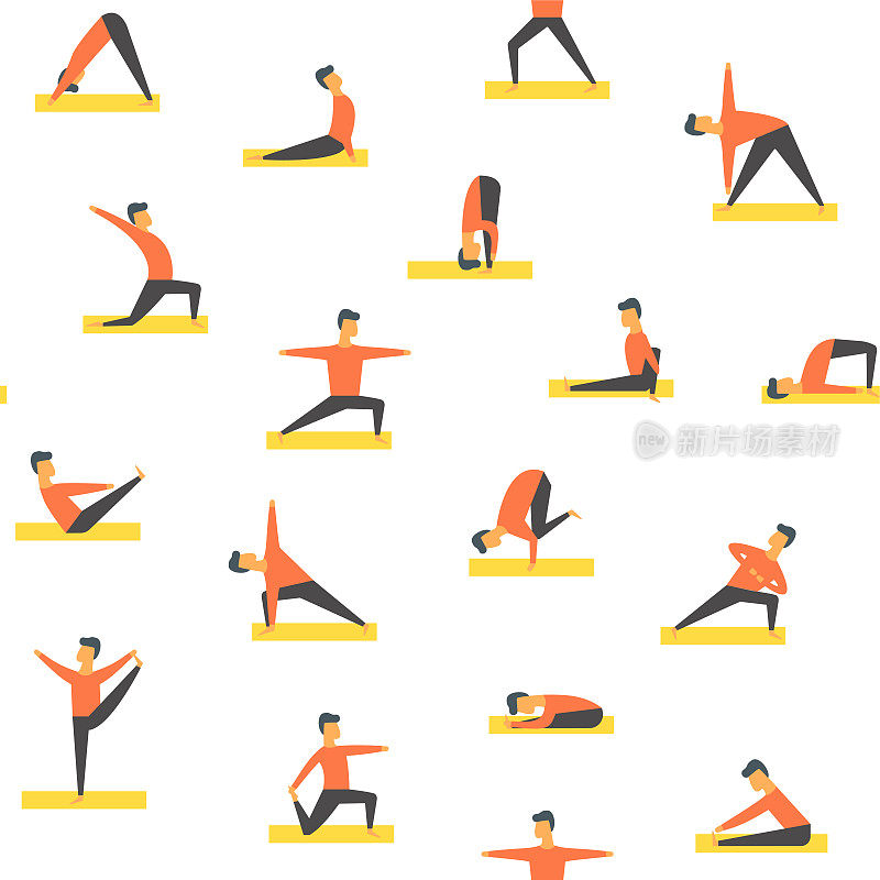 无缝瑜伽pose asamas模式。向量人健身